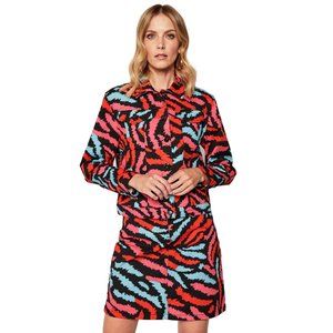 NWT Escada Multicolored Abstract Denim Mini Skirt NWT, Size 40/US 10